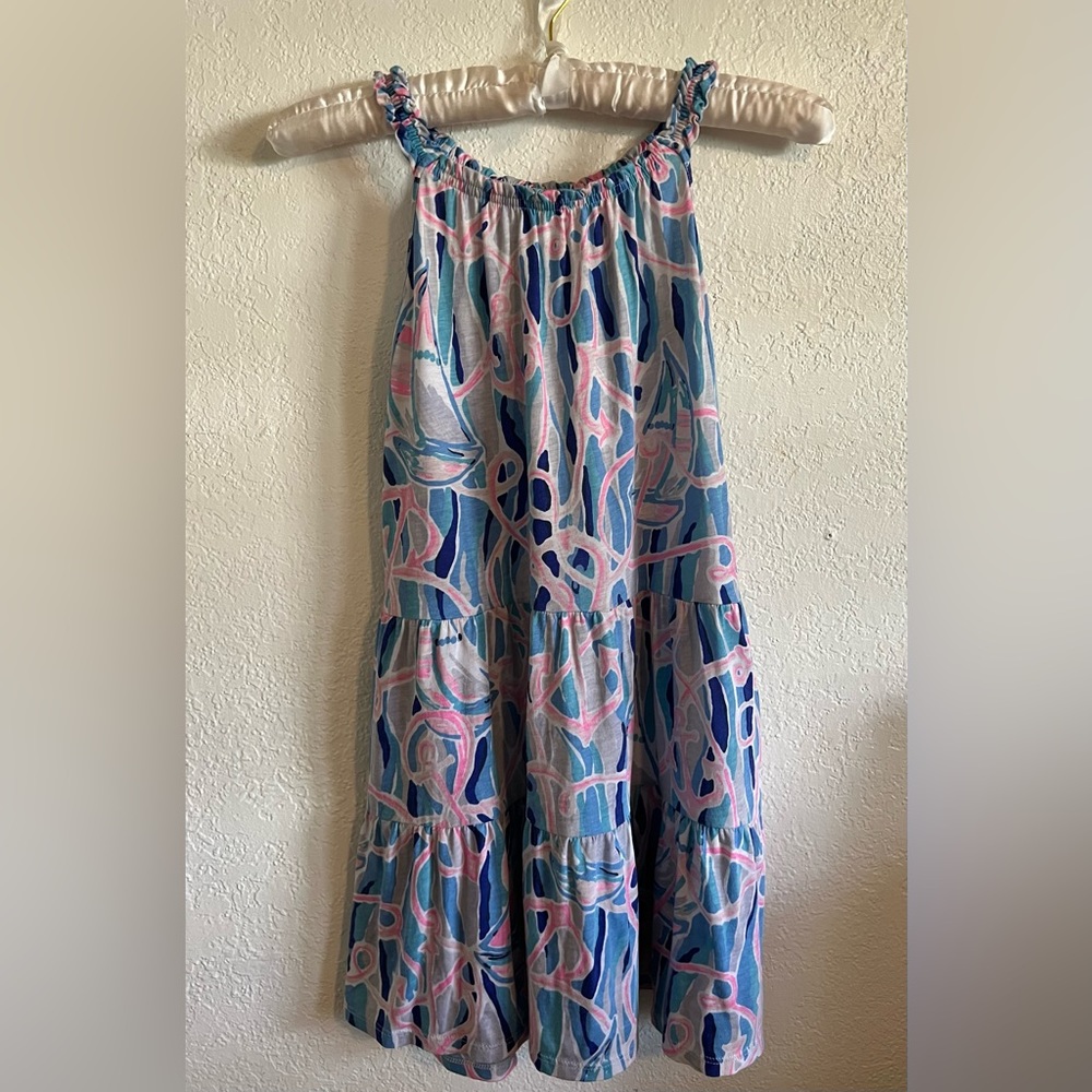 Lilly Pulitzer Girls Mini Loro dress in Reel Nauti print size L